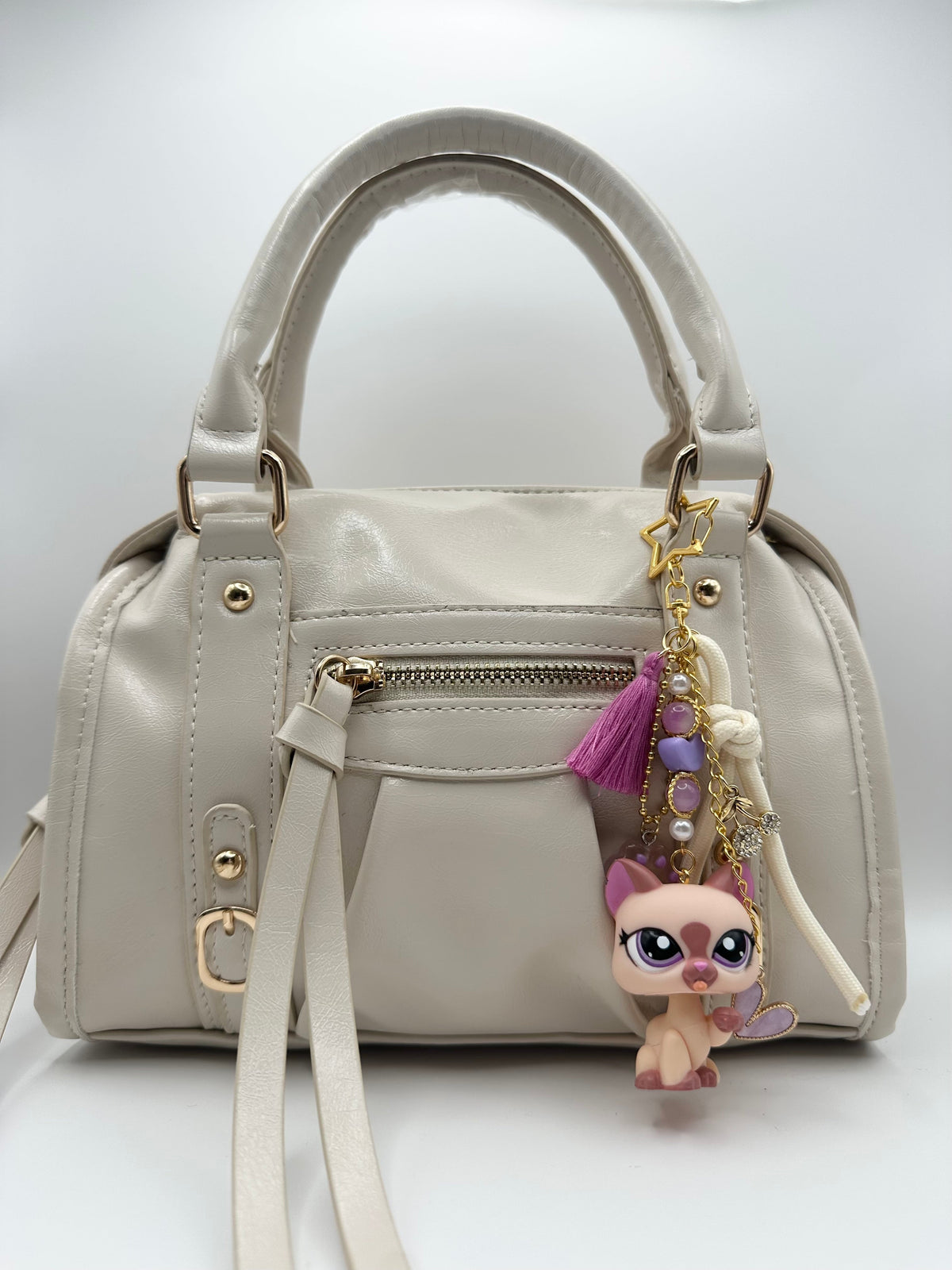 Porte-clés chat beige/marron et violet Lolipets Memories