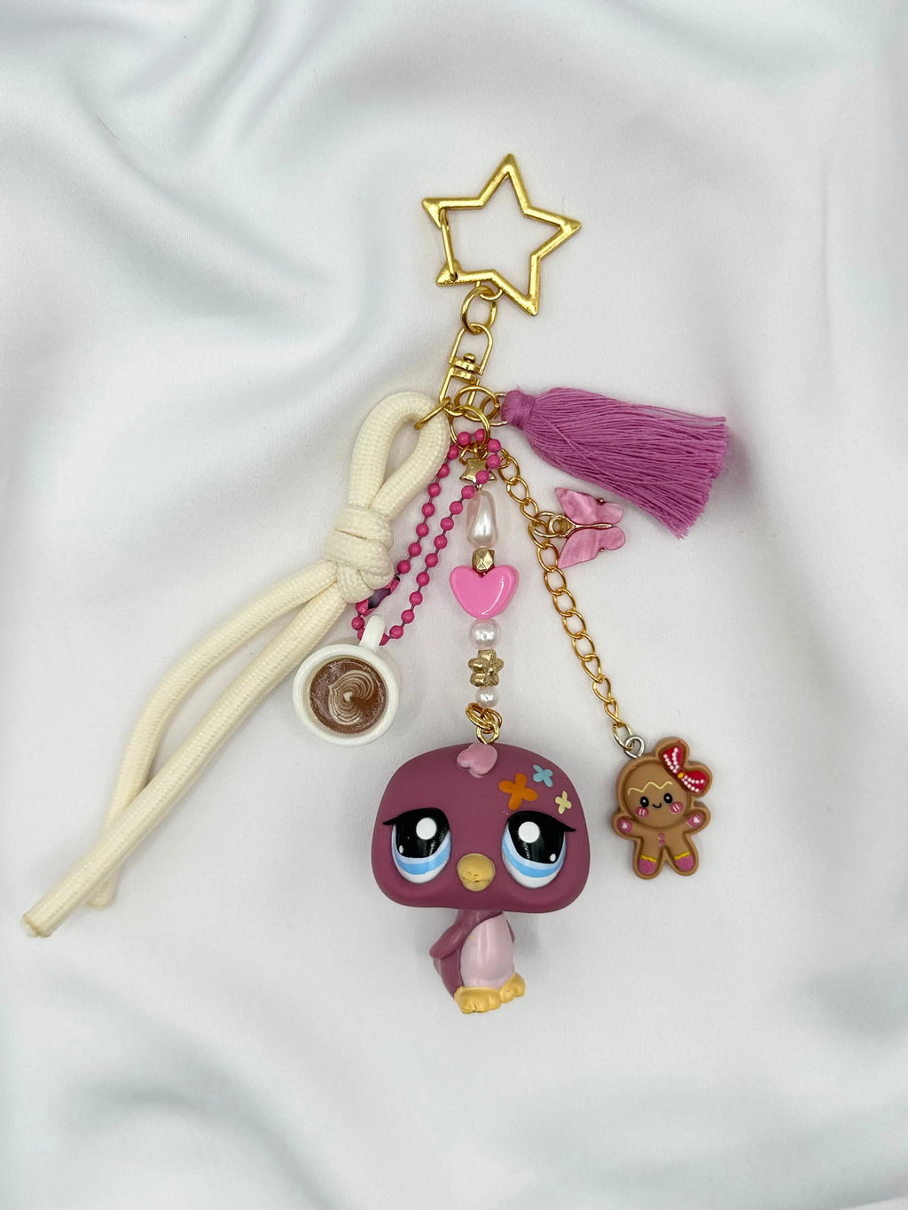 Porte-clés pingouin violet à fleurs Lolipets Memories