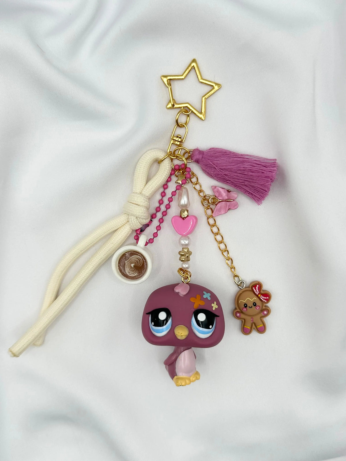 Porte-clés pingouin violet à fleurs Lolipets Memories