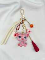 Porte-clés cochon rose à cœurs Lolipets Memories