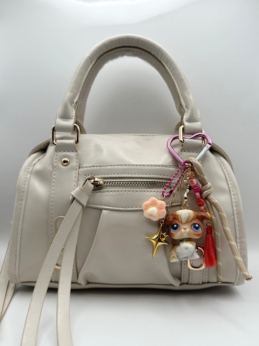 Porte-clés chien caniche blanc et marron Lolipets Memories