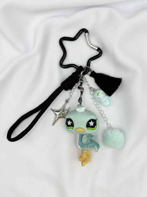 Porte-clés autruche turquoise bicolore Lolipets Memories