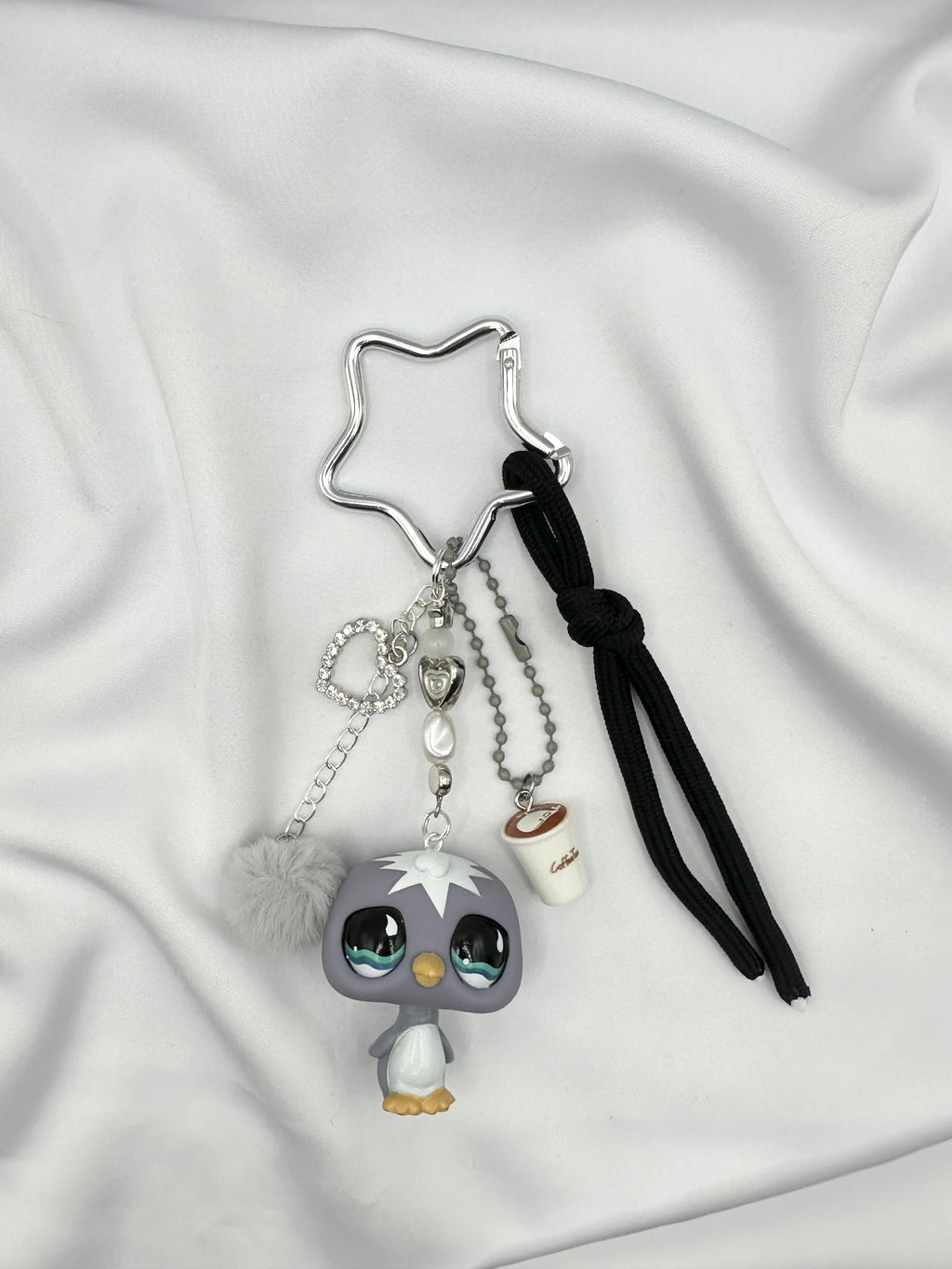 Porte-clés pingouin bleu/gris Lolipets Memories