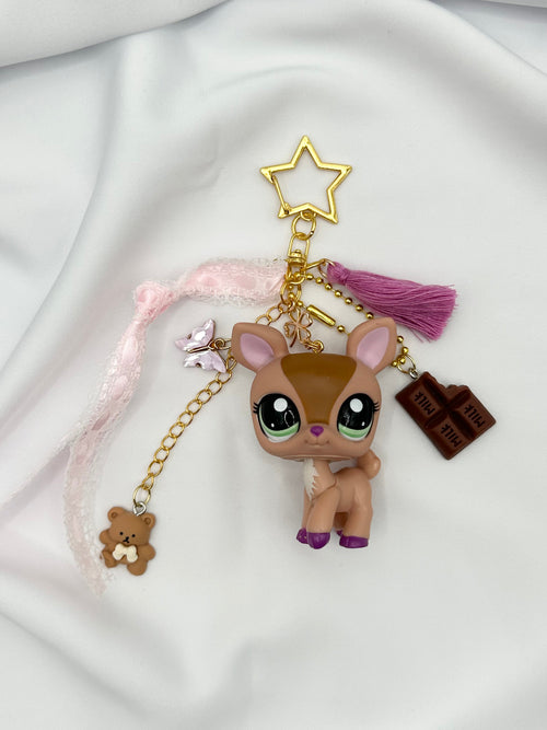 Porte-clés biche marron bicolore Lolipets Memories