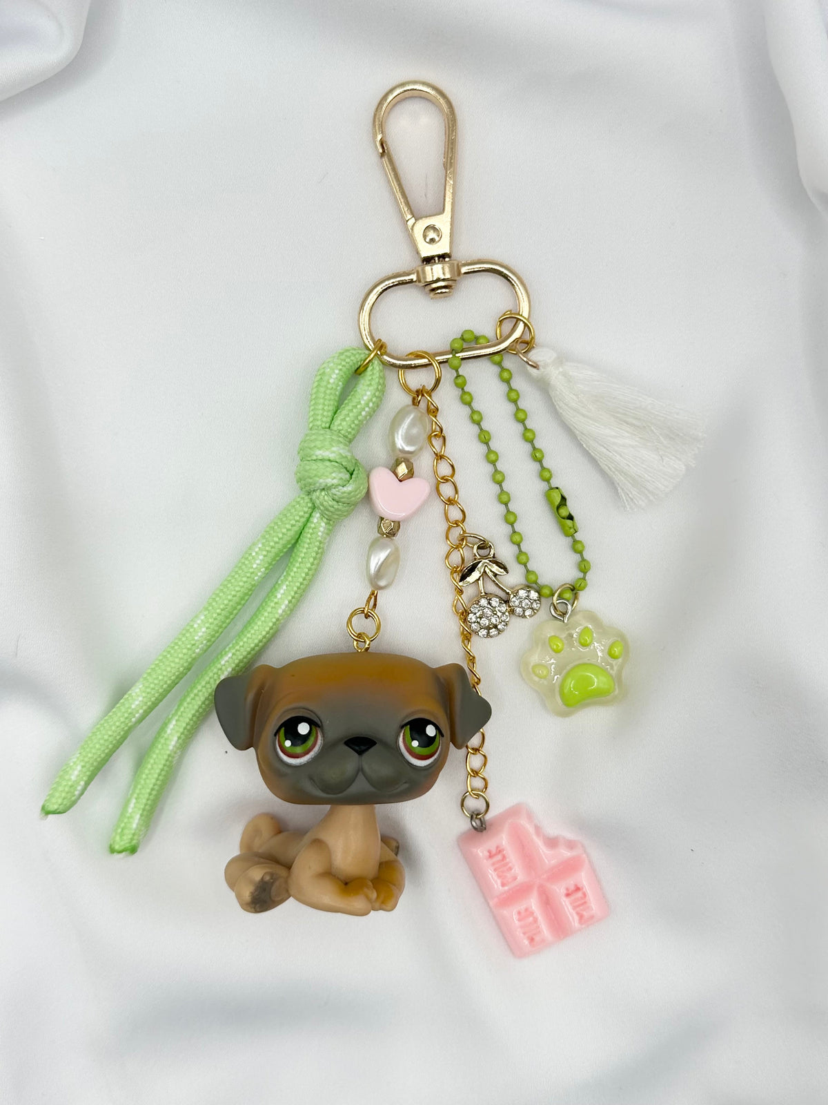 Porte-clés chien carlin marron et noir Lolipets Memories