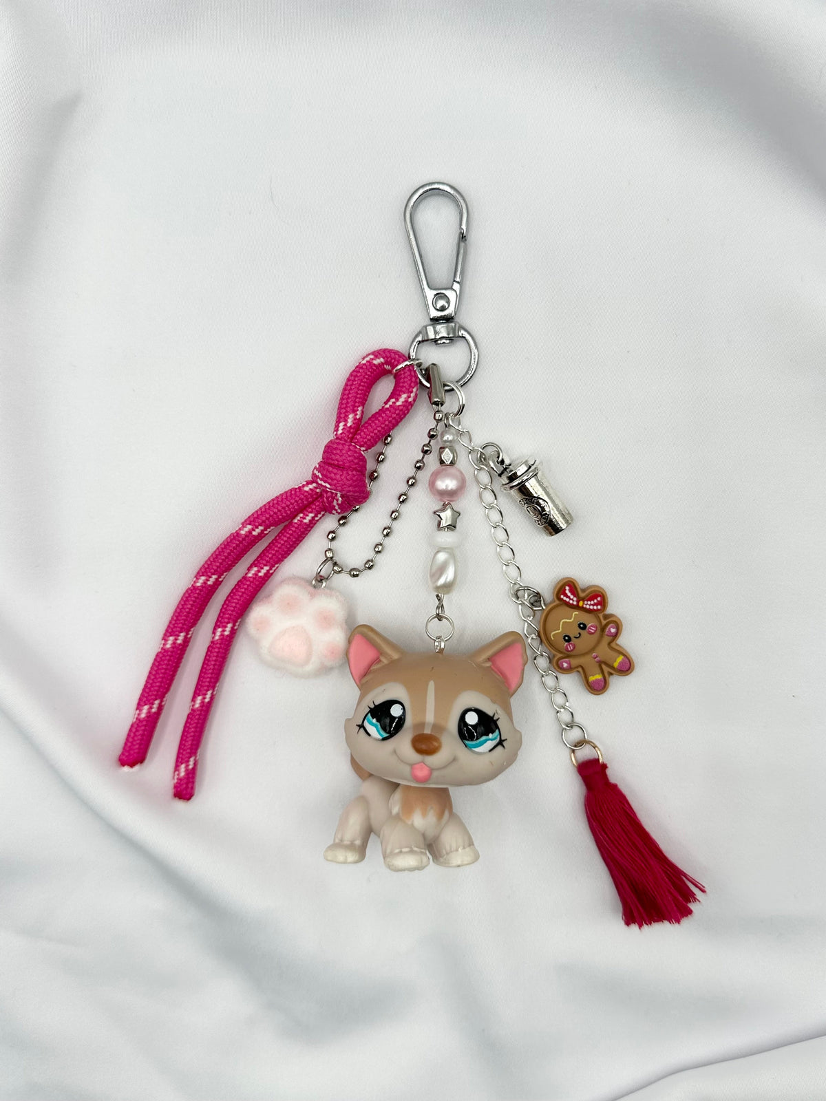 Porte-clés chien husky beige bicolore Lolipets Memories