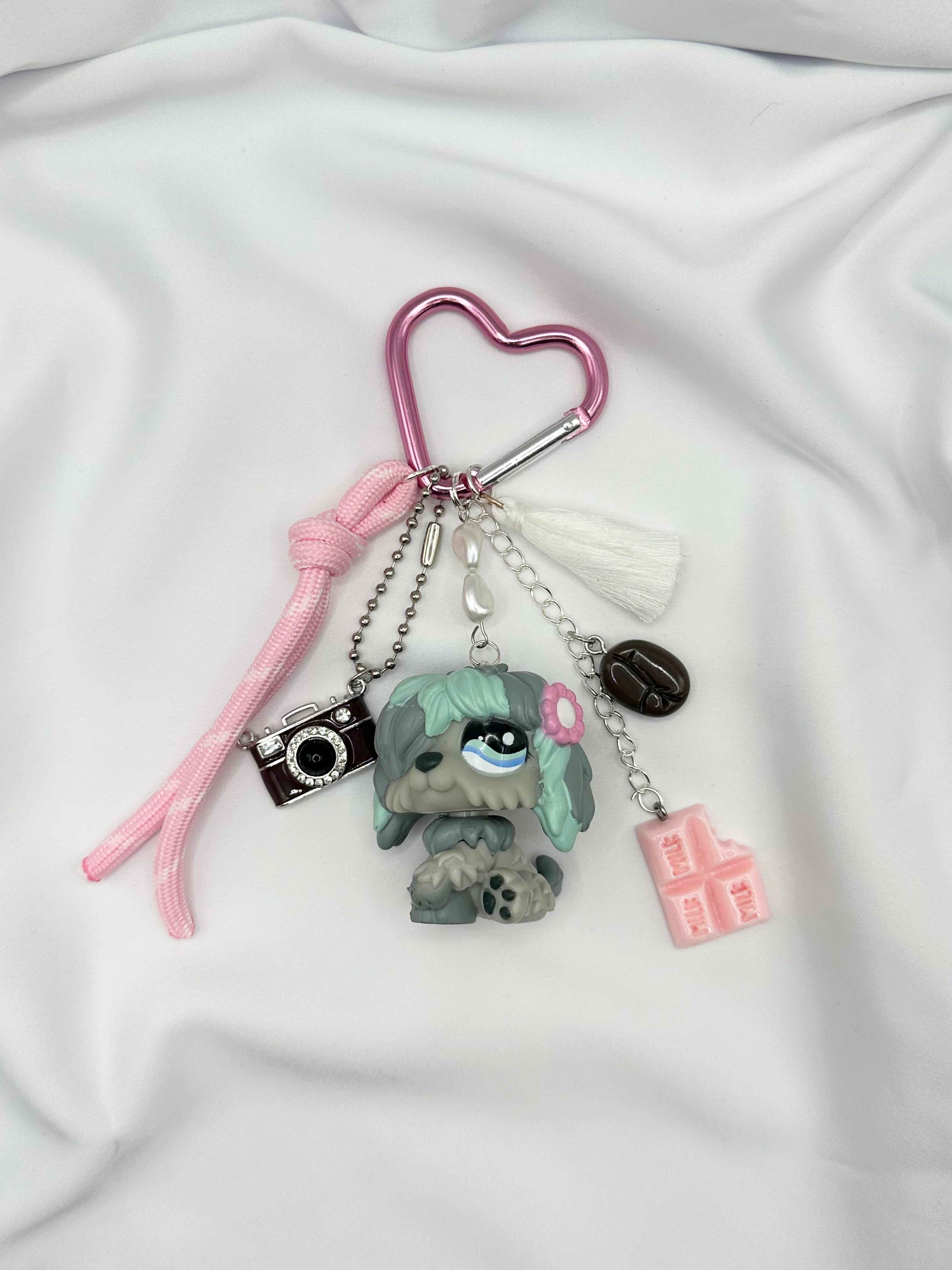 Porte-clés chien de berger gris et bleu Lolipets Memories