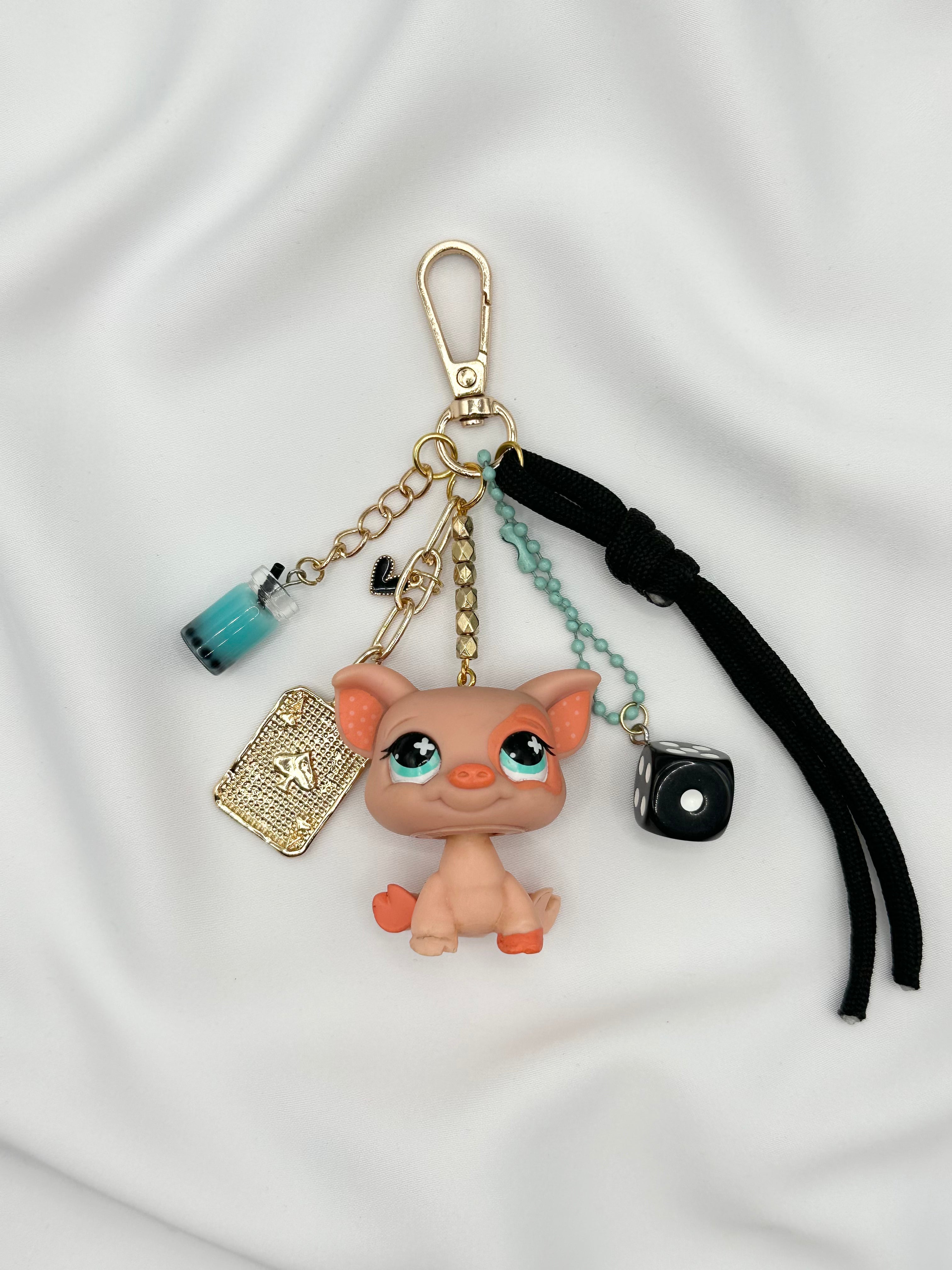 Porte-clé cochon orange Lolipets Memories