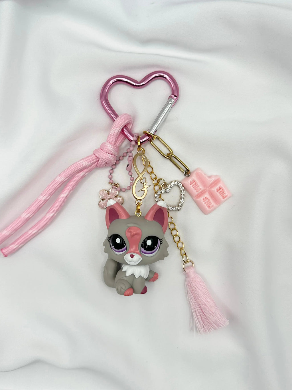 Porte-clés chat gris et rose Lolipets Memories