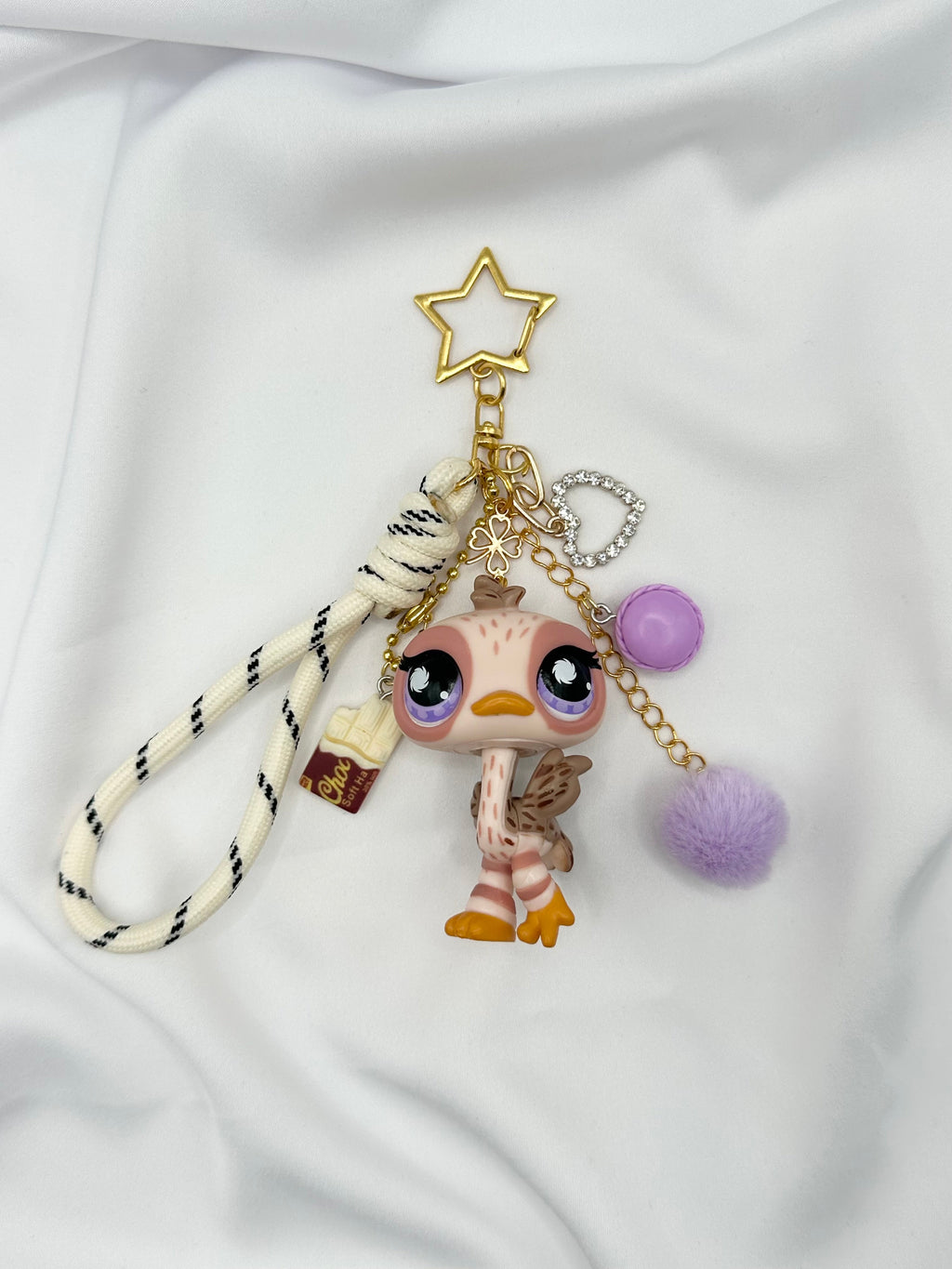 Porte-clés autruche rose et marron Lolipets Memories