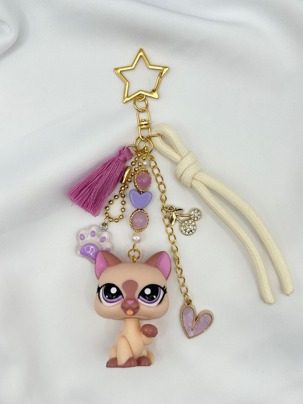 Porte-clés chat beige/marron et violet Lolipets Memories