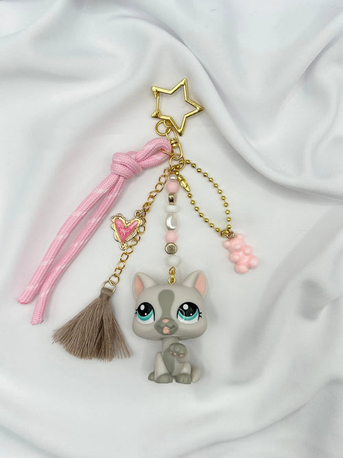 Porte-clés chat gris et blanc Lolipets Memories