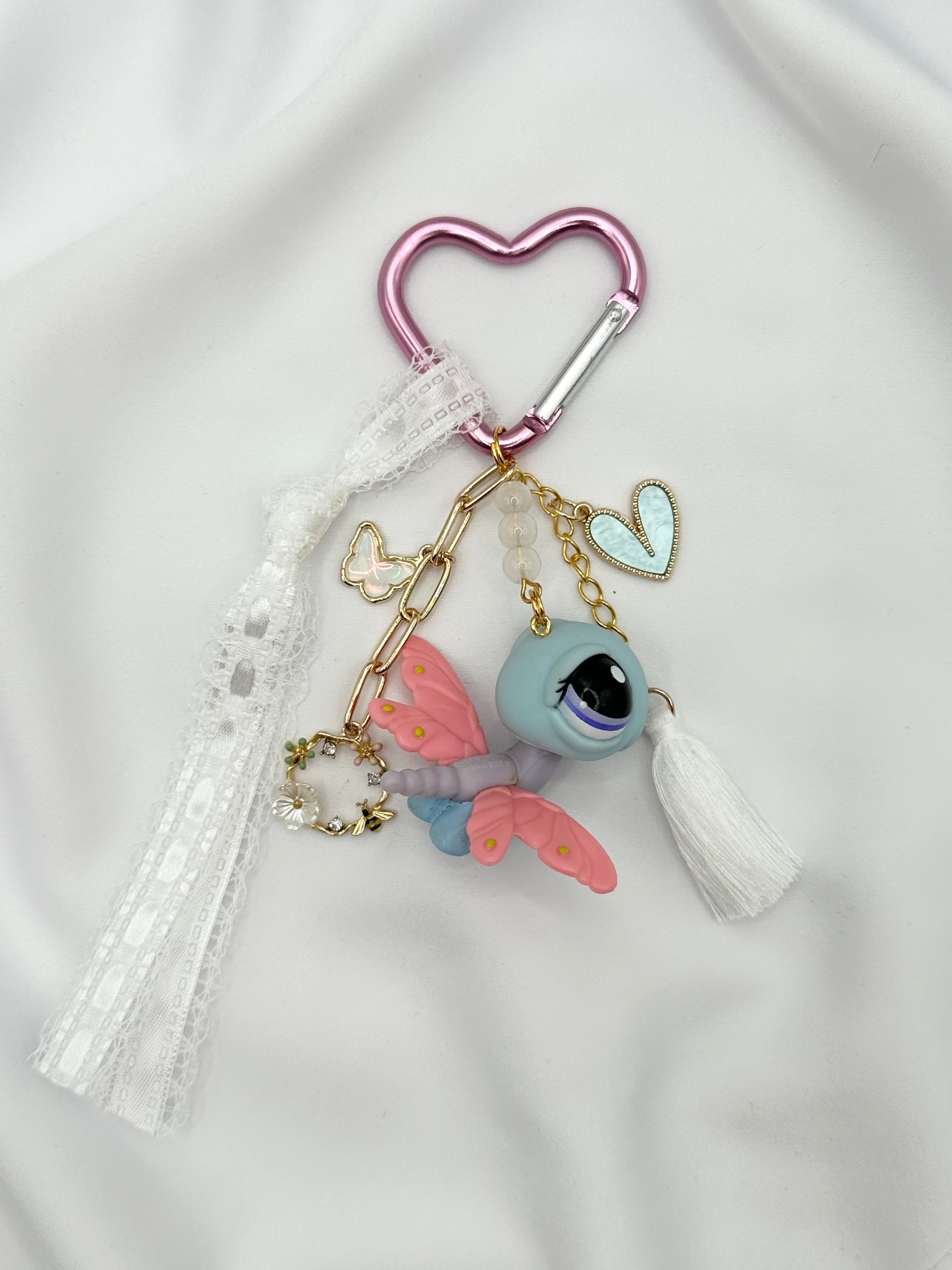 Porte-clé libellule bleue et rose Lolipets Memories