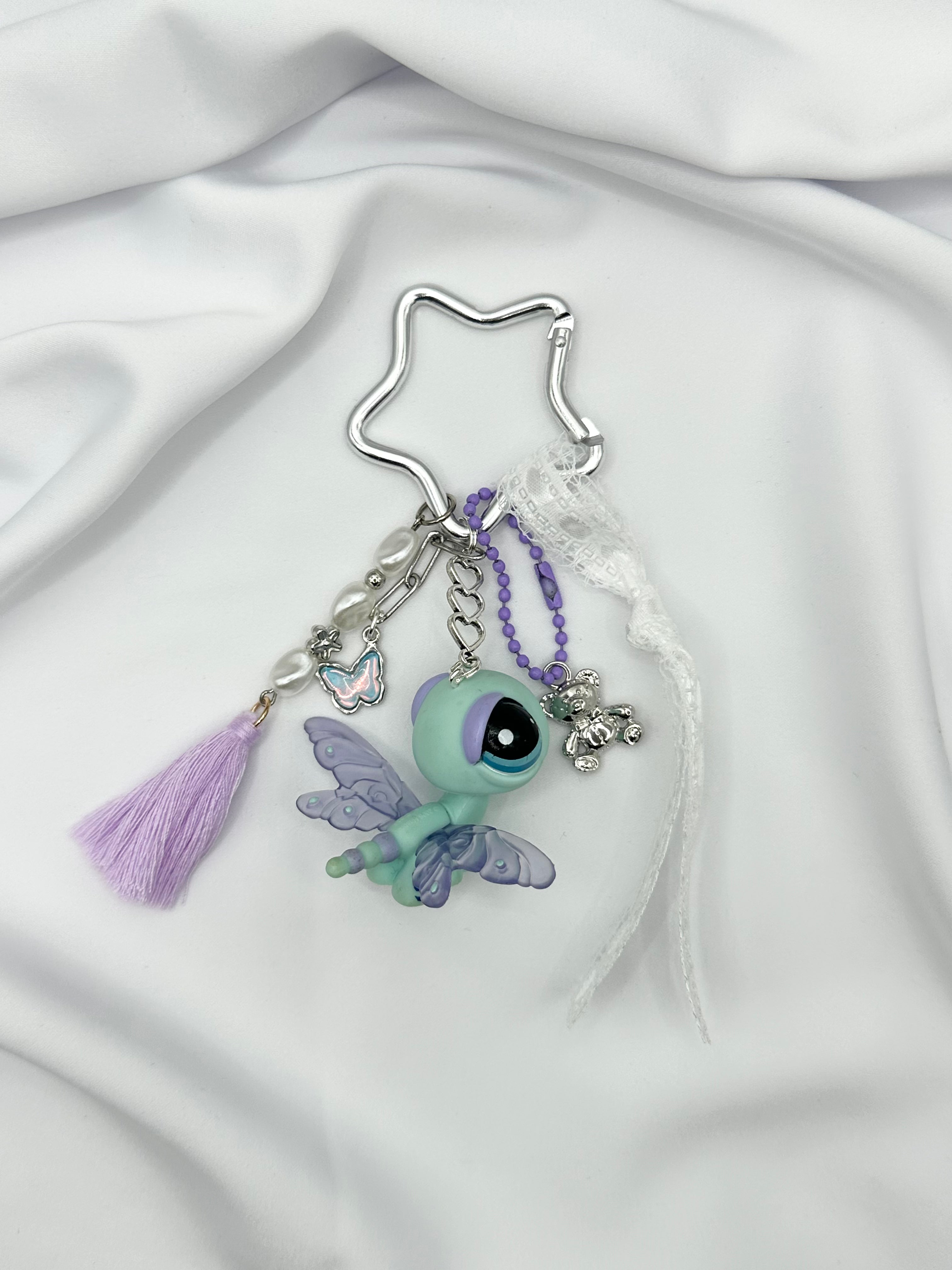 Porte-clés libellule turquoise et violette Lolipets Memories